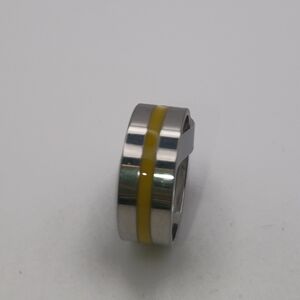 Stainless Steel Ring Band with Yellow Accent Size 8.5